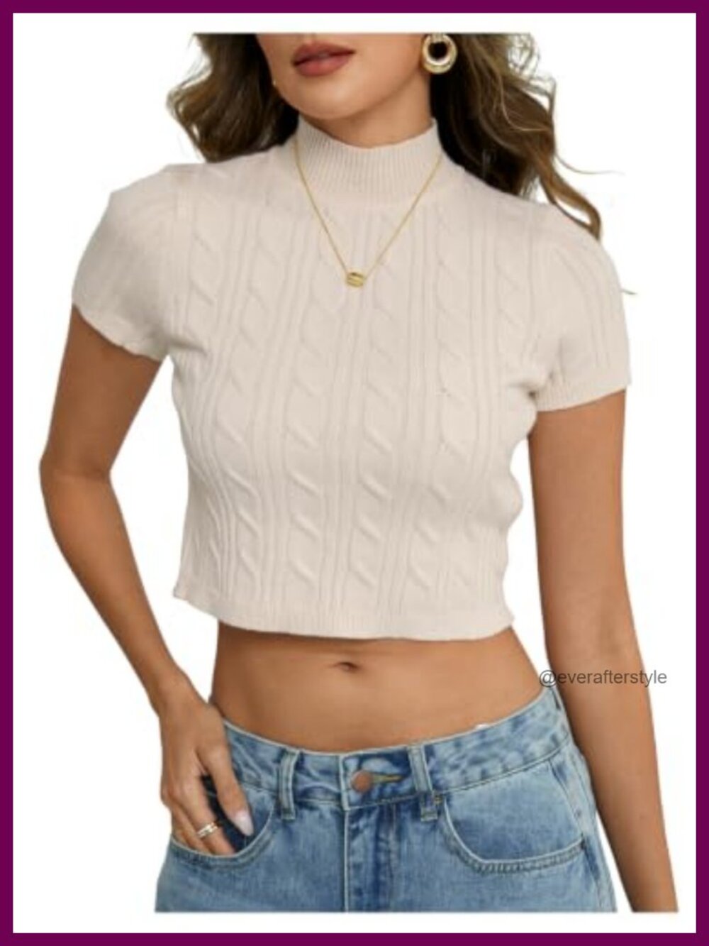 Women's Short Sleeve Knitted Crop Sweater Slim Fit Viscose Blend Pullover